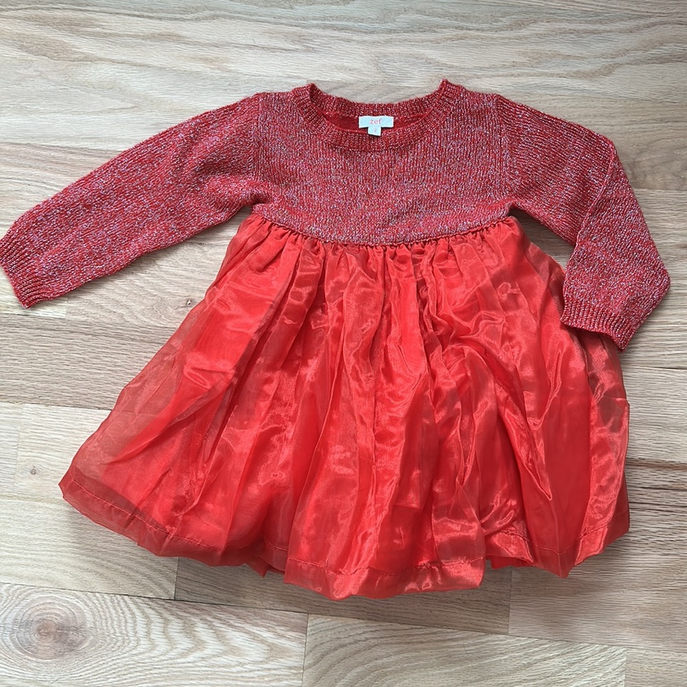 ZEF Paris Holiday dress adorable mixed fabric girls size 2